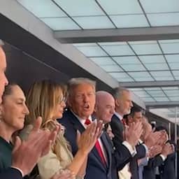 Video | Trump staat naast Infantino achter kogelwerend glas bij WK-finale