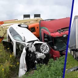 Video | Ravage na zwaar ongeval met vijf vrachtwagens en auto in Drenthe